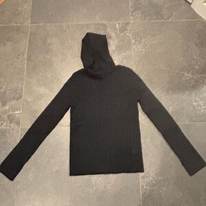 Pixie Market Ribbed hooded Black Knit Top